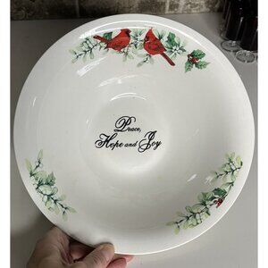 Atico Christmas Cardinal "Peace Hope and Joy" 10" Stoneware Serving Bowl